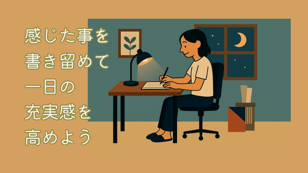 一日の終わりに感じたことをノートに記録する人