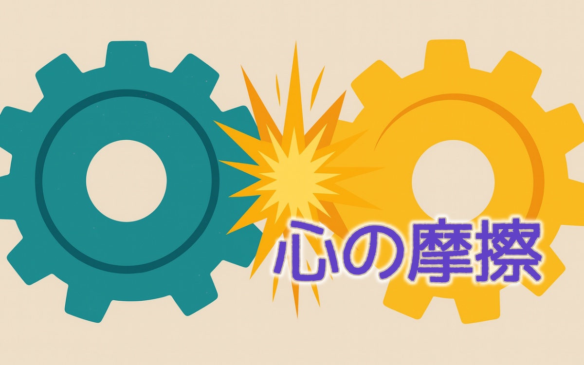 心の摩擦をあらわす歯車のイラスト